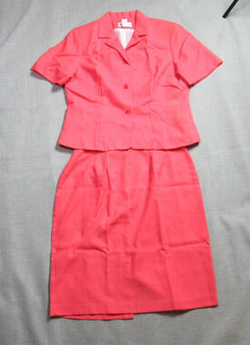 Vintage Jonathan Logan Suit Womens 16 Coral Secretary Church Office 2 Piece 90s